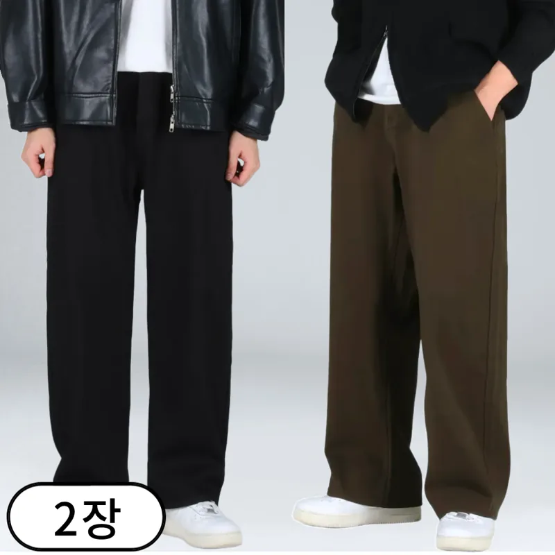 1+1 남자 빅사이즈 뒷밴딩 와이드 코튼 밴딩 팬츠 (6703-2)